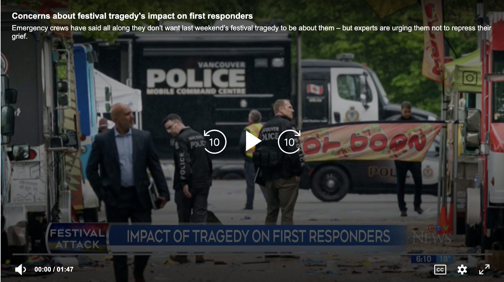Concerns about festival tragedy's impact on first responders Emergency crews have said all along they don’t want last weekend’s festival tragedy to be about them – but experts are urging them not to repress their grie